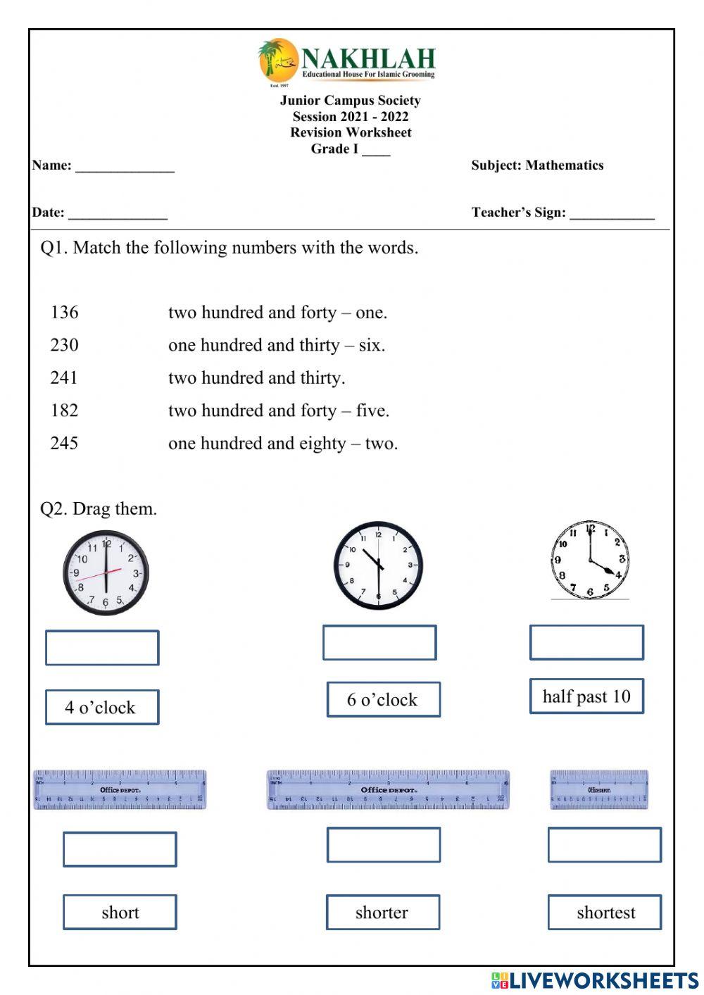 Mathematics Practice Worksheet interactive worksheet | Live Worksheets