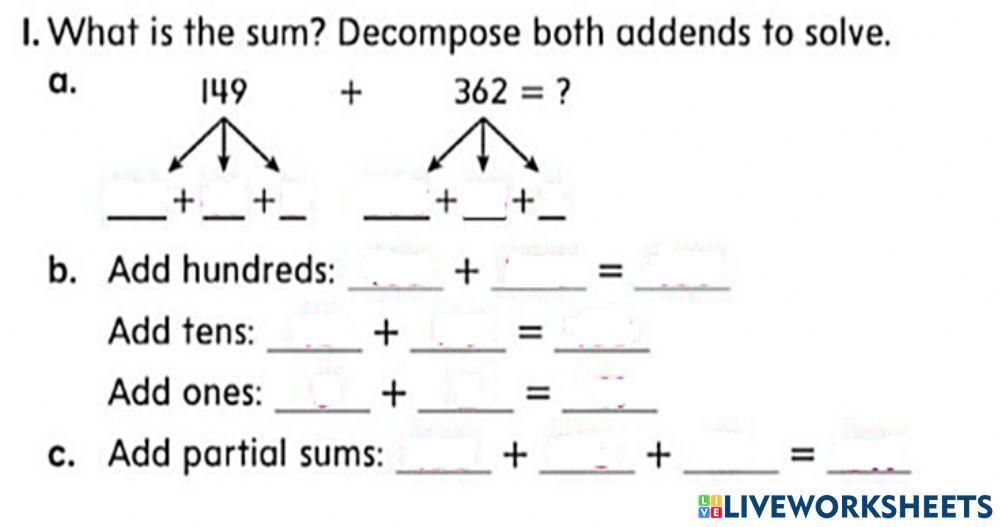 Decompose Addend to Add 3- Digit Numbers