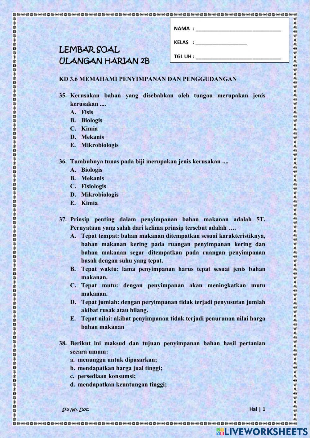 Ulangan Harian 2B LWS Siti Nh