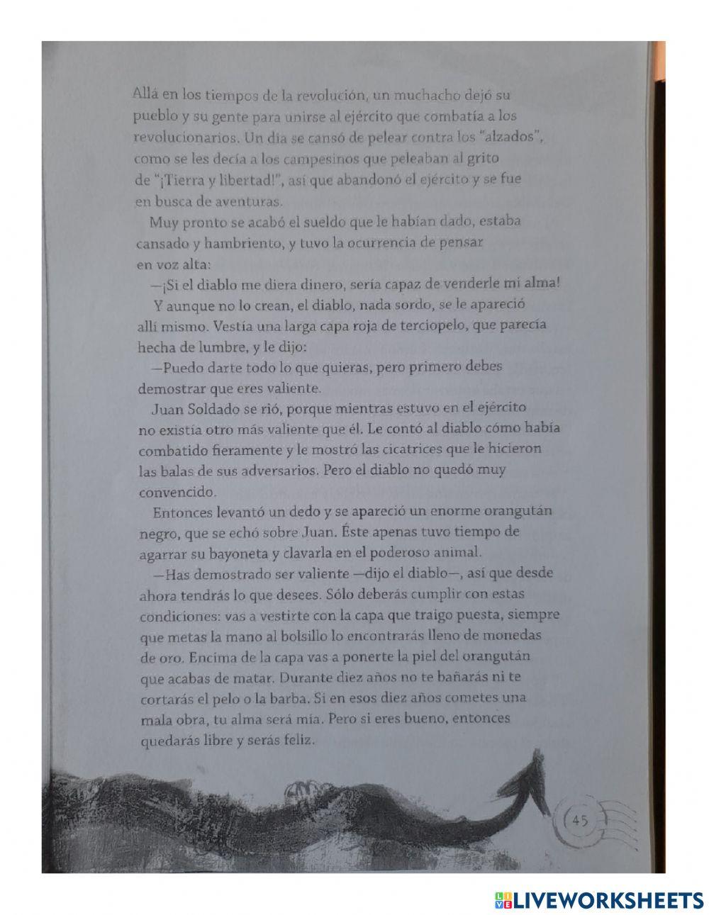 Actividad de lectura juan soldado