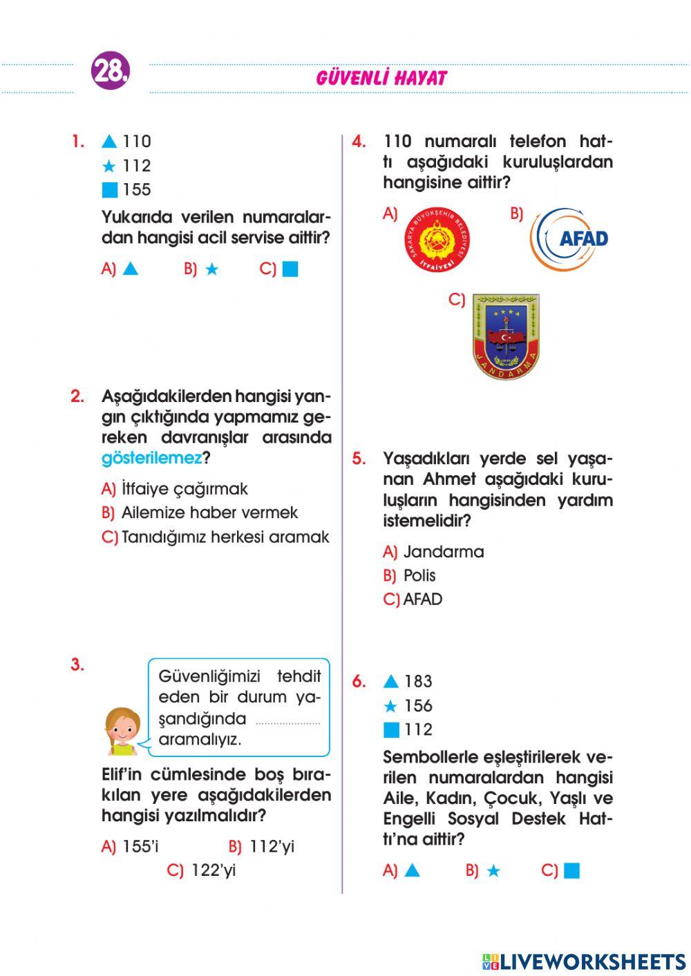2-Hayat Bilgisi Güvenli Hayat Test-3