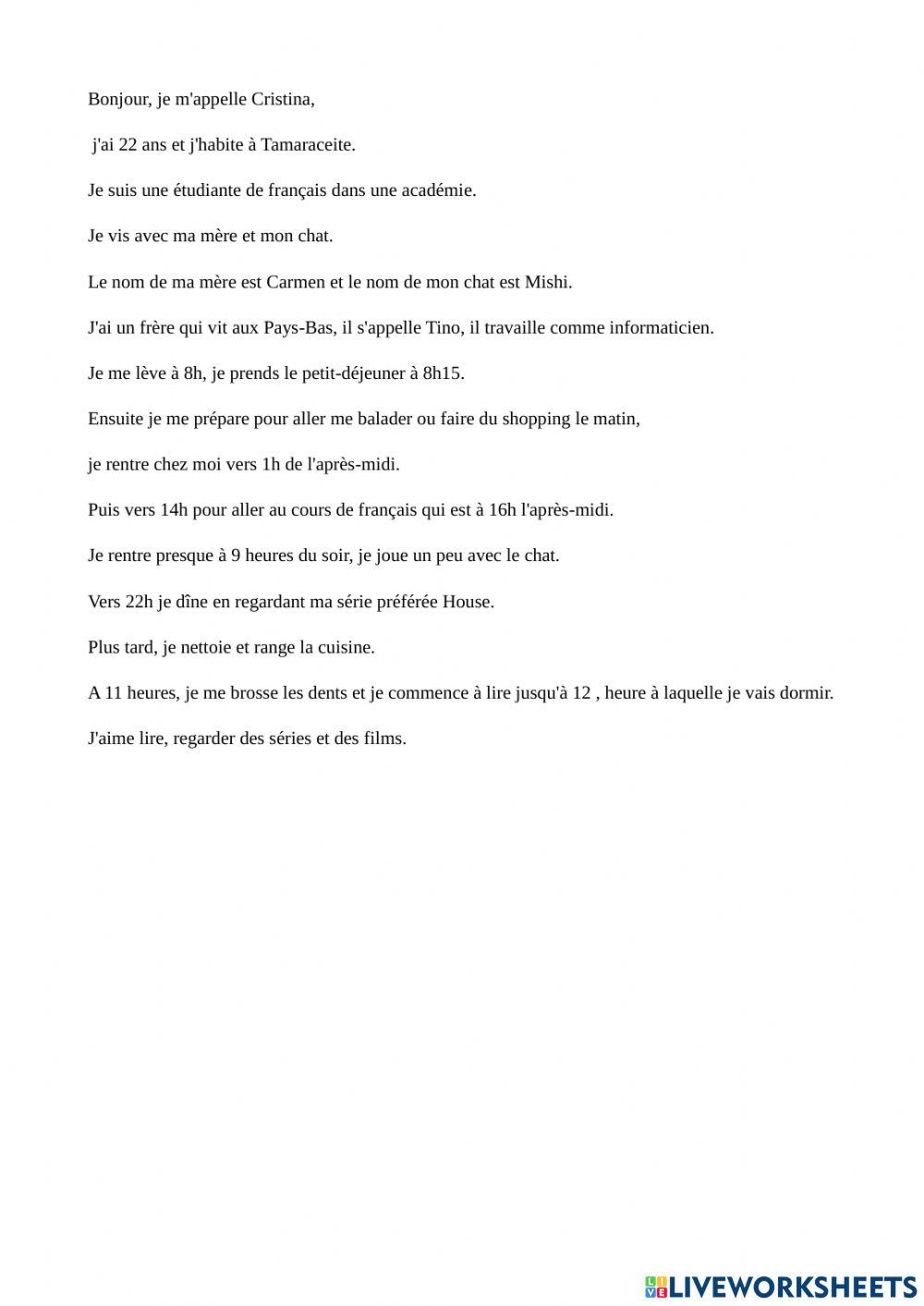 On parle français. Cristina