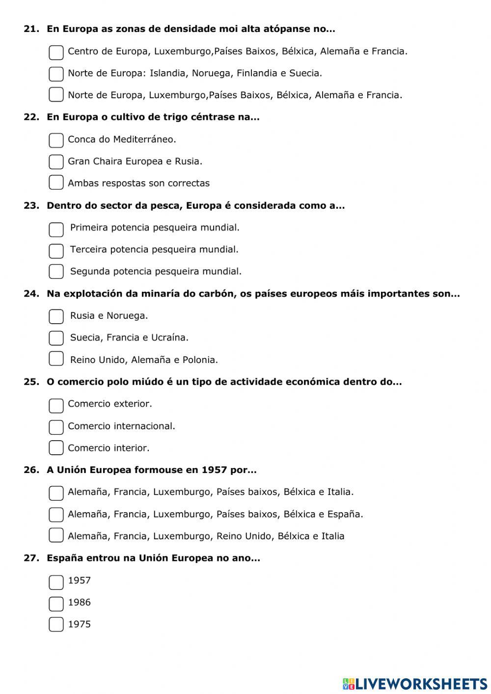 Poboación e economía en españa e europa
