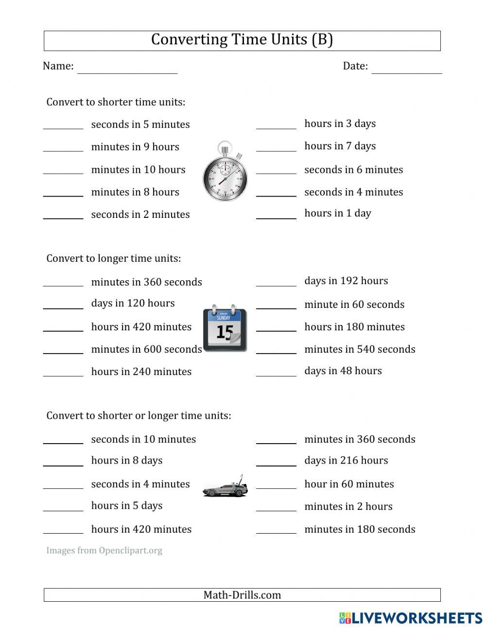 Time conversion online exercise for | Live Worksheets