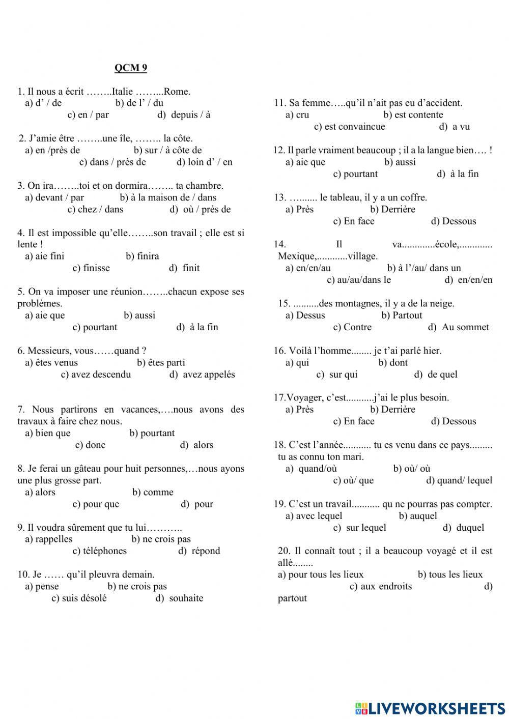 Les activités quotidiennes