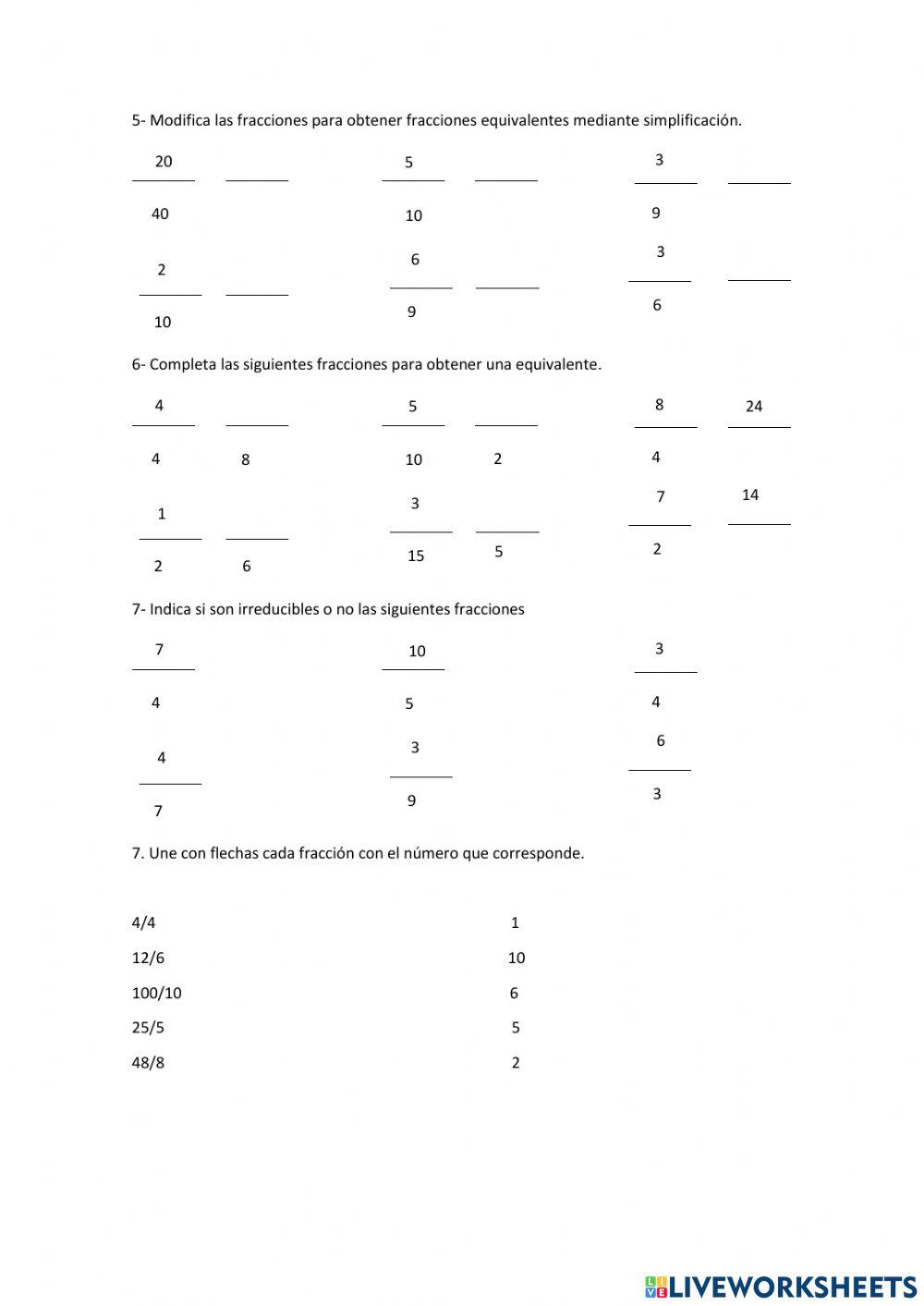 Repaso tema 8 Fracciones Anaya