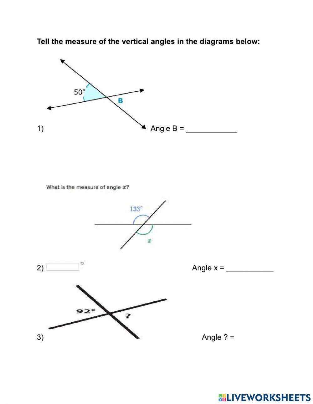 Vertical and Supplementary Angles 1 Vertical and Supplementary Angles 1