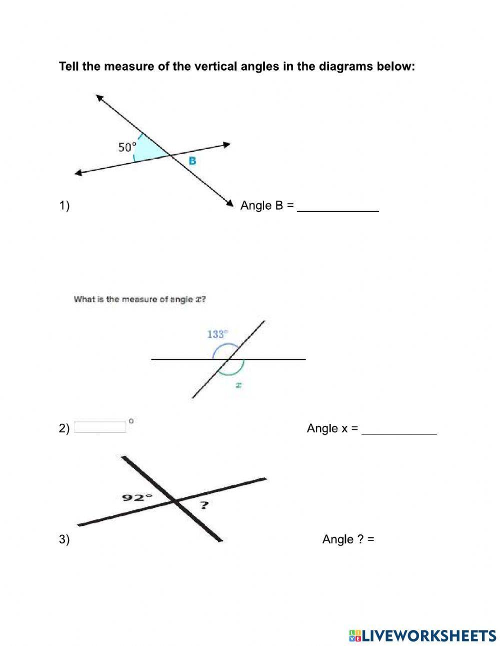 Vertical and Supplementary Angles 1