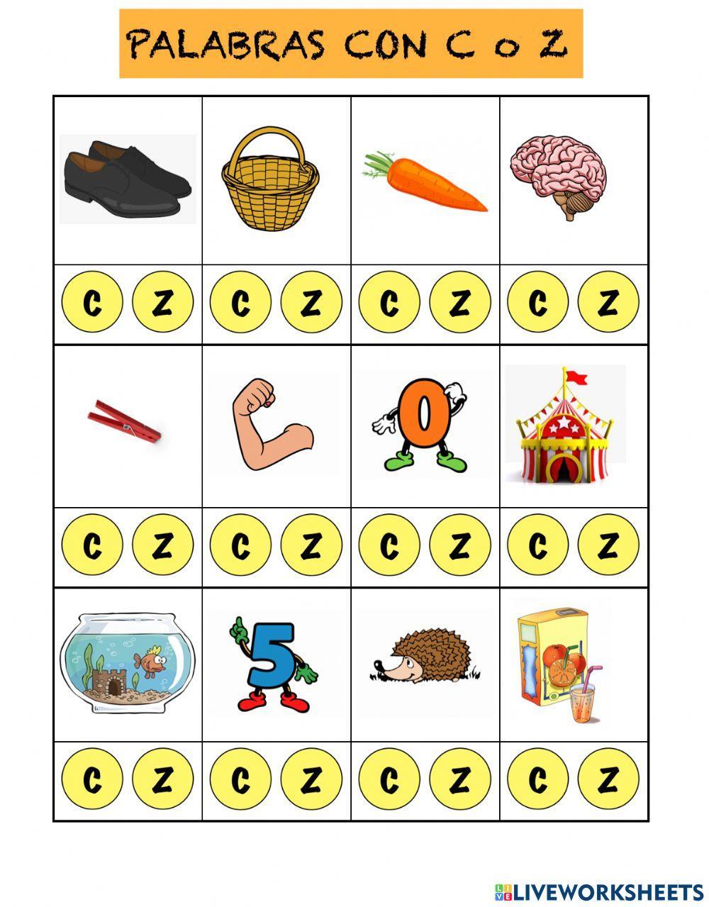 1927537 | Palabras con c,z | RAMAGA | LiveWorksheets