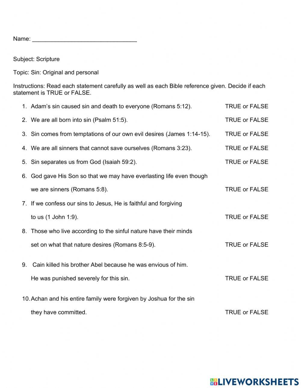original-and-personal-sins-online-exercise-for-live-worksheets