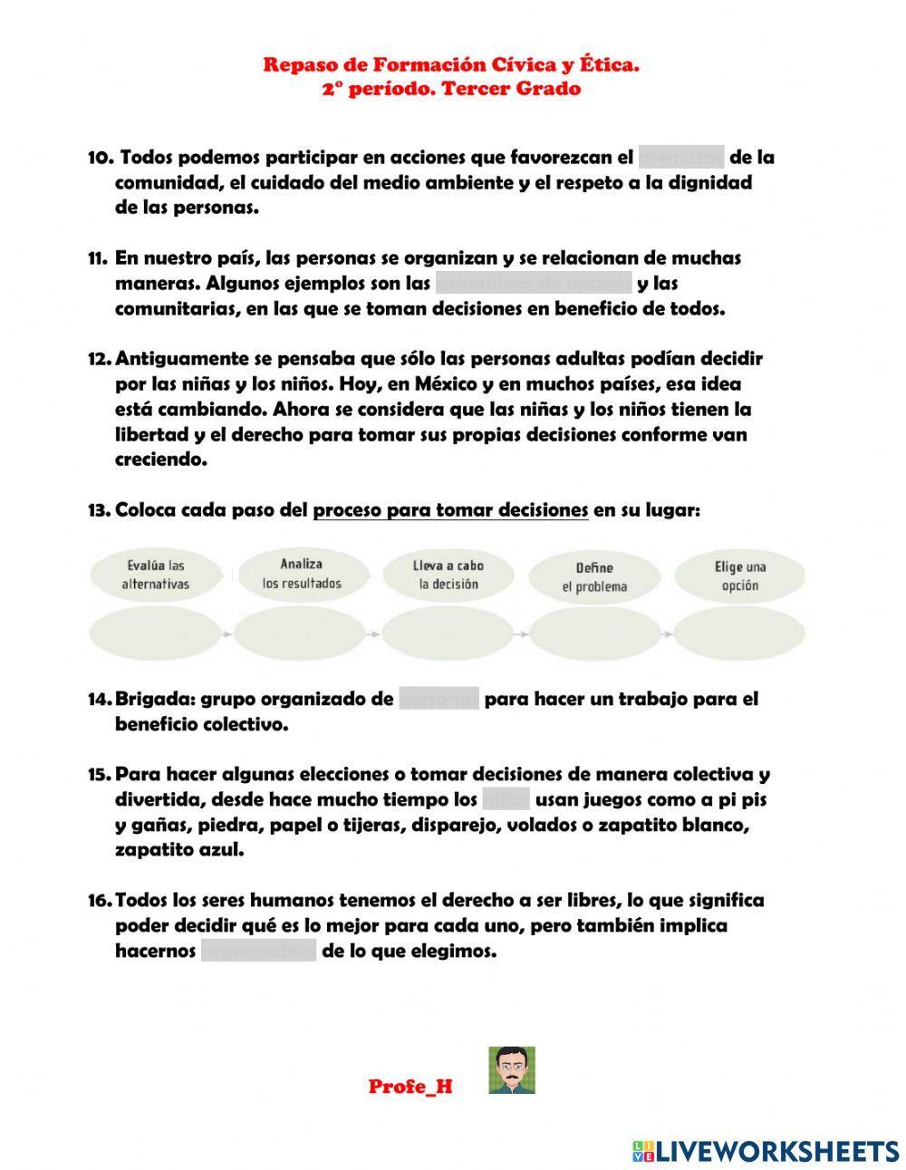 Repaso de -Formación Cívica y Ética Segundo Período
