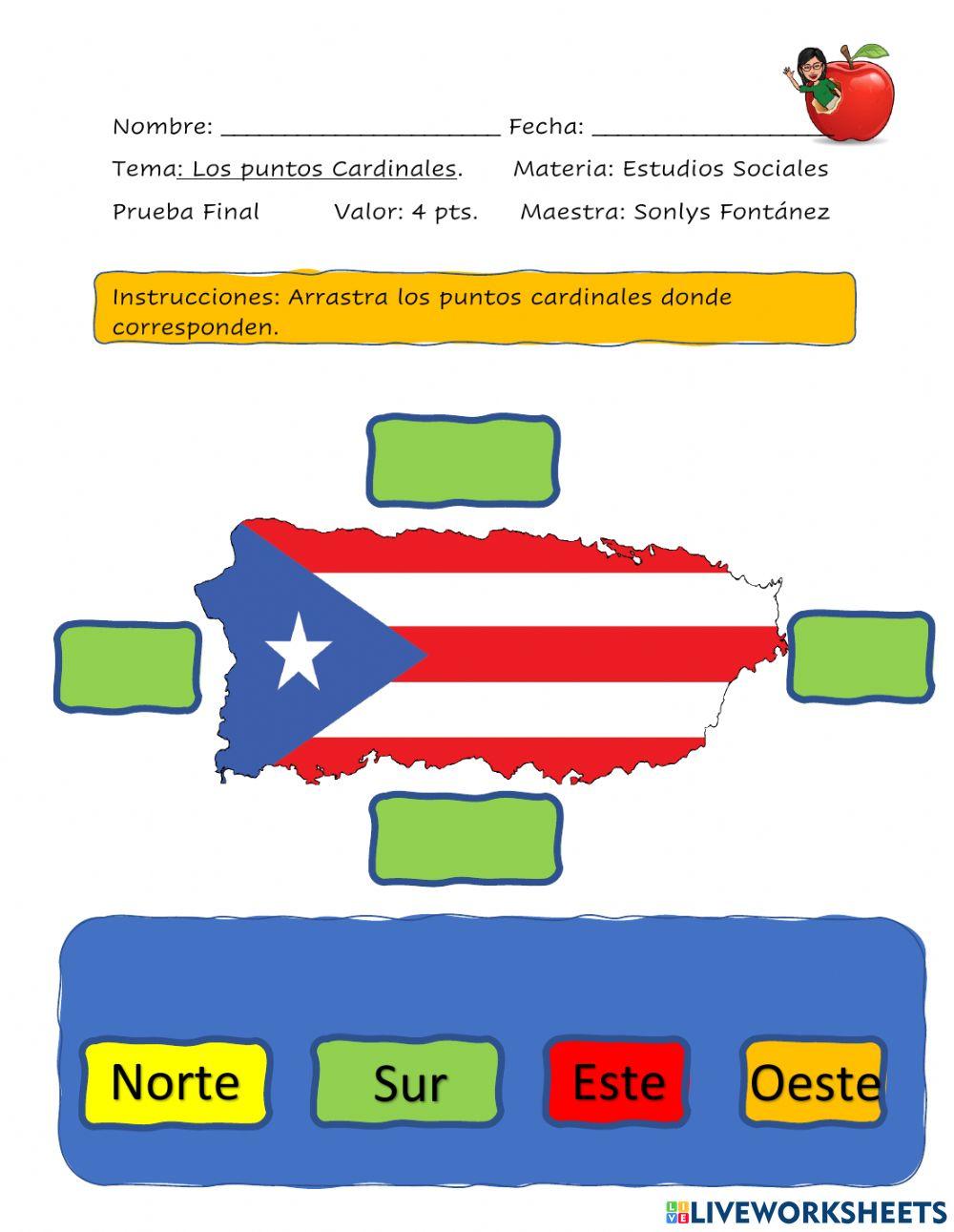 Ubicar en el mapa los puntos cardinales.