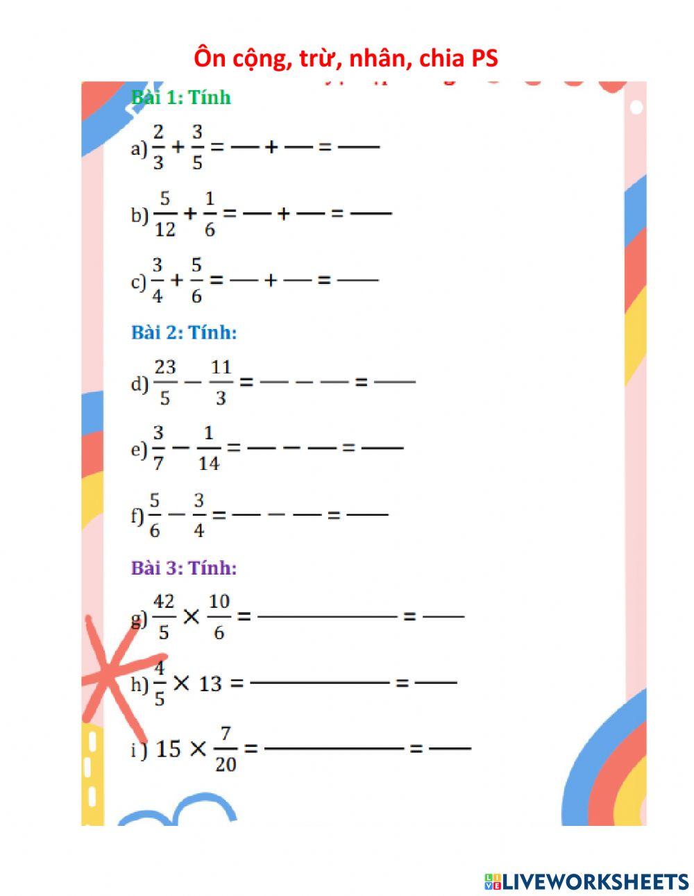 Ôn chủ đề phân số