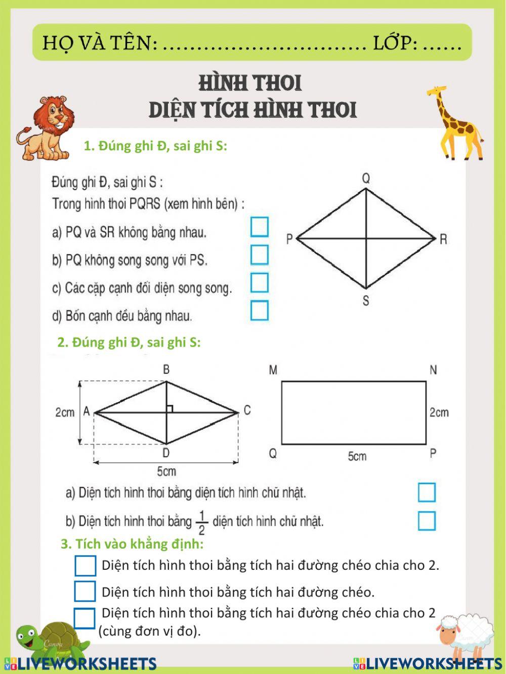 Diện tích hình thoi