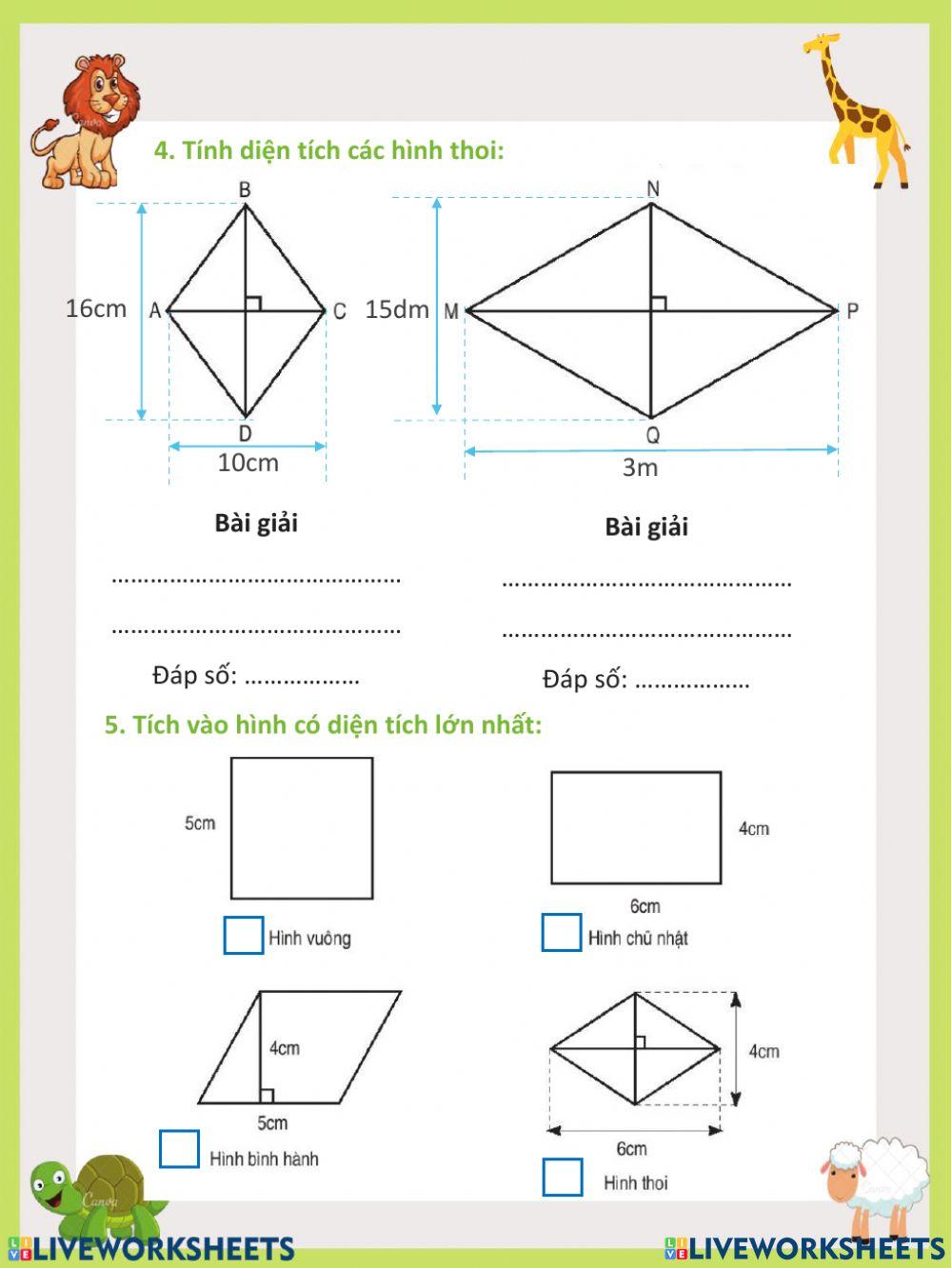 Diện tích hình thoi