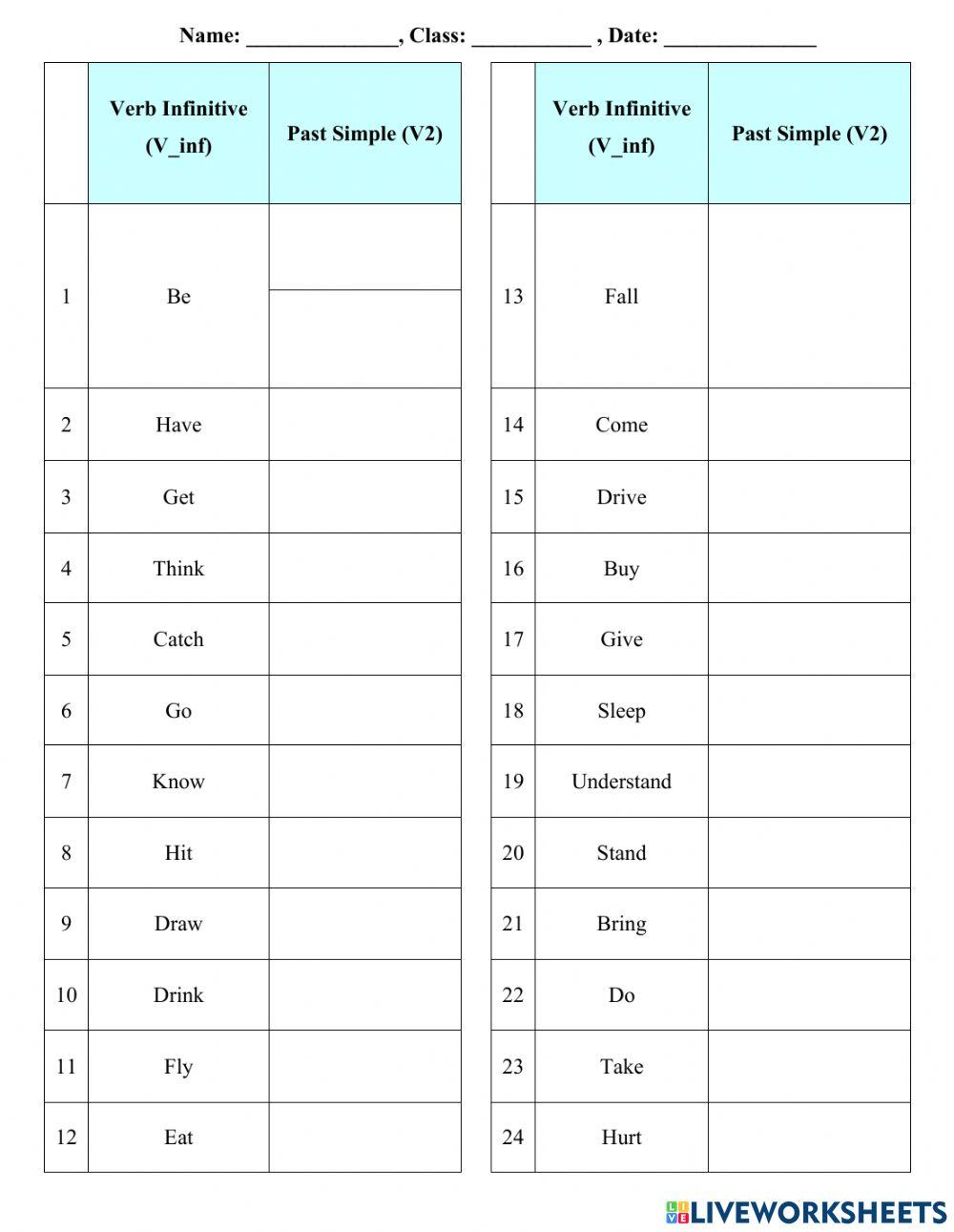 Irregular Verbs (Past Simple)