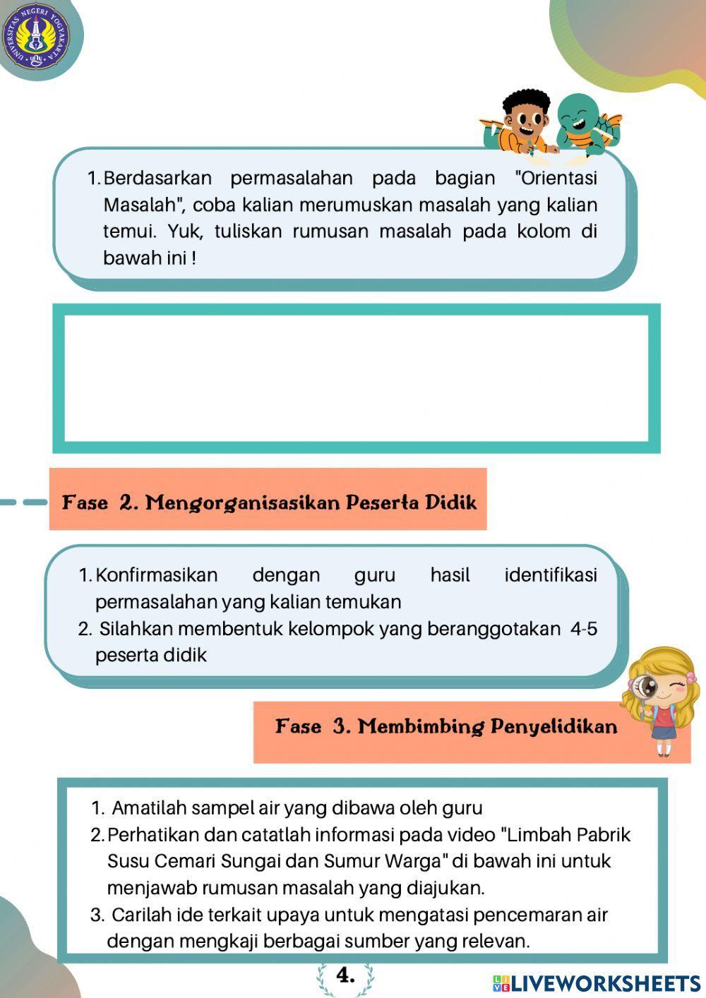 E-LKPD IPA Berbasis PBL Materi Pencemaran Air