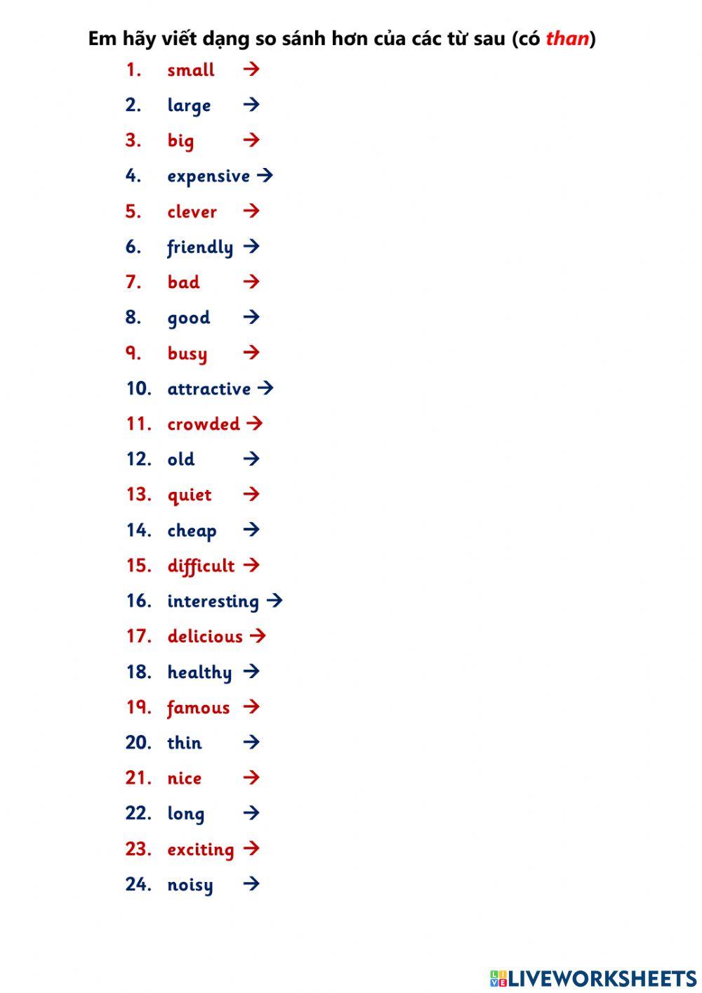 Comparative for primary