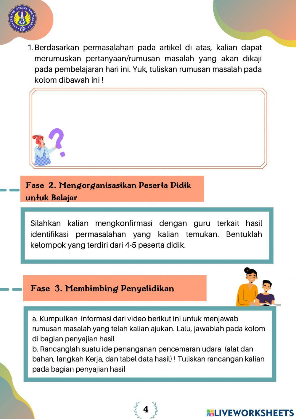 E-LKPD IPA Berbasis PBL Materi Pencemaran Udara