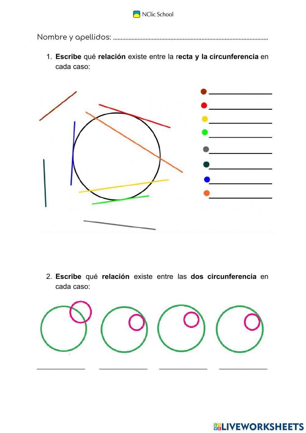 Exámenes rectas y circunferencias