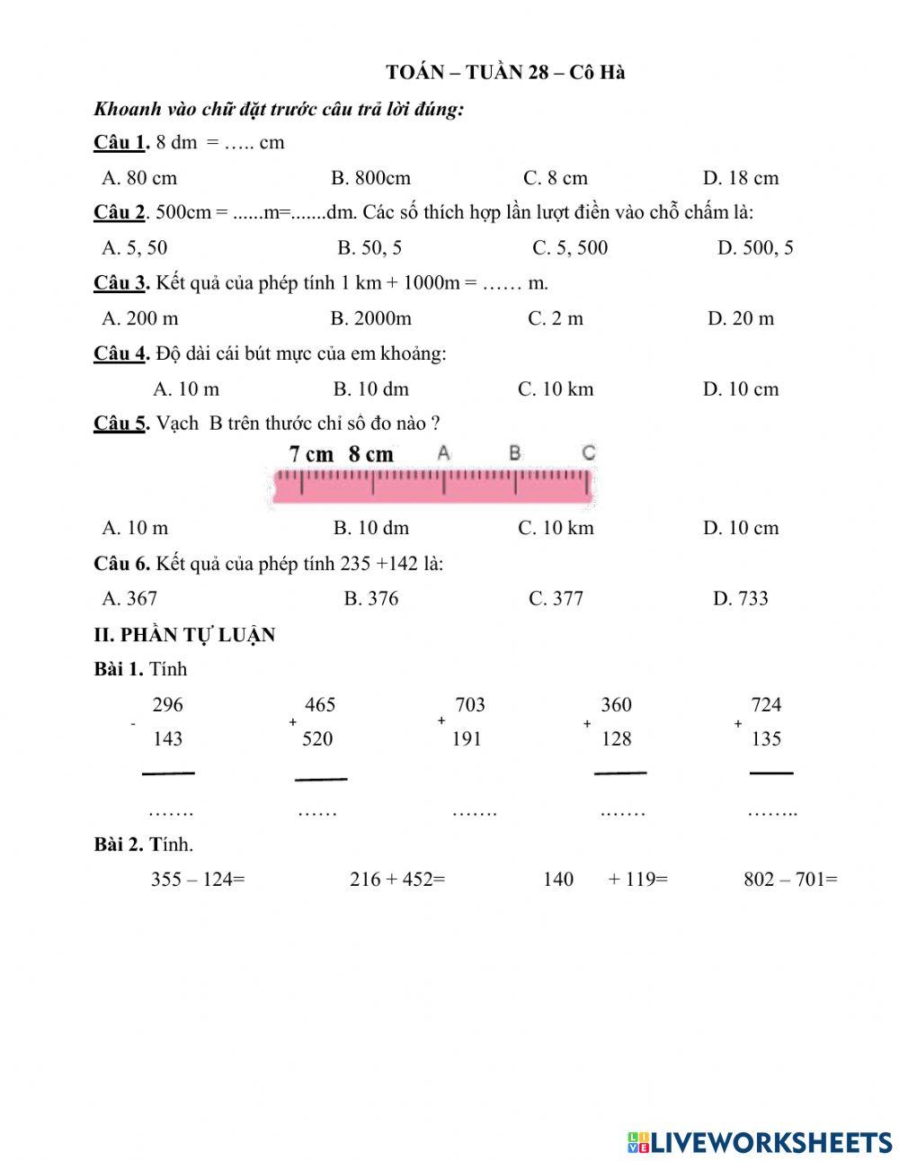 Cuối tuần lớp 2 tuần 28 cô Hà