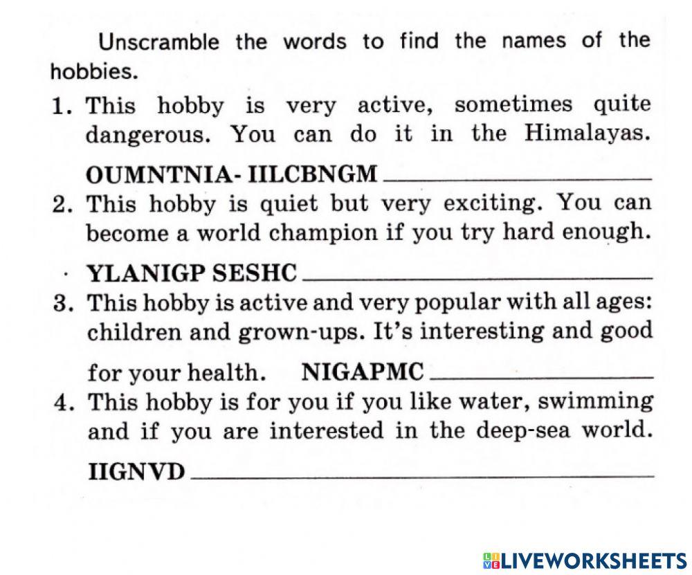 Time for fun hobbies U9 L3