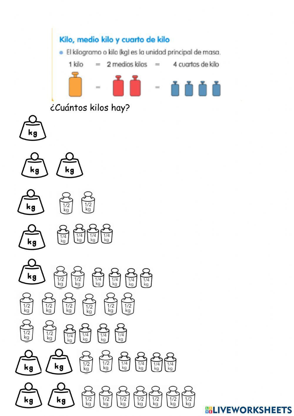kilos, medios kilos y cuartos de kilo