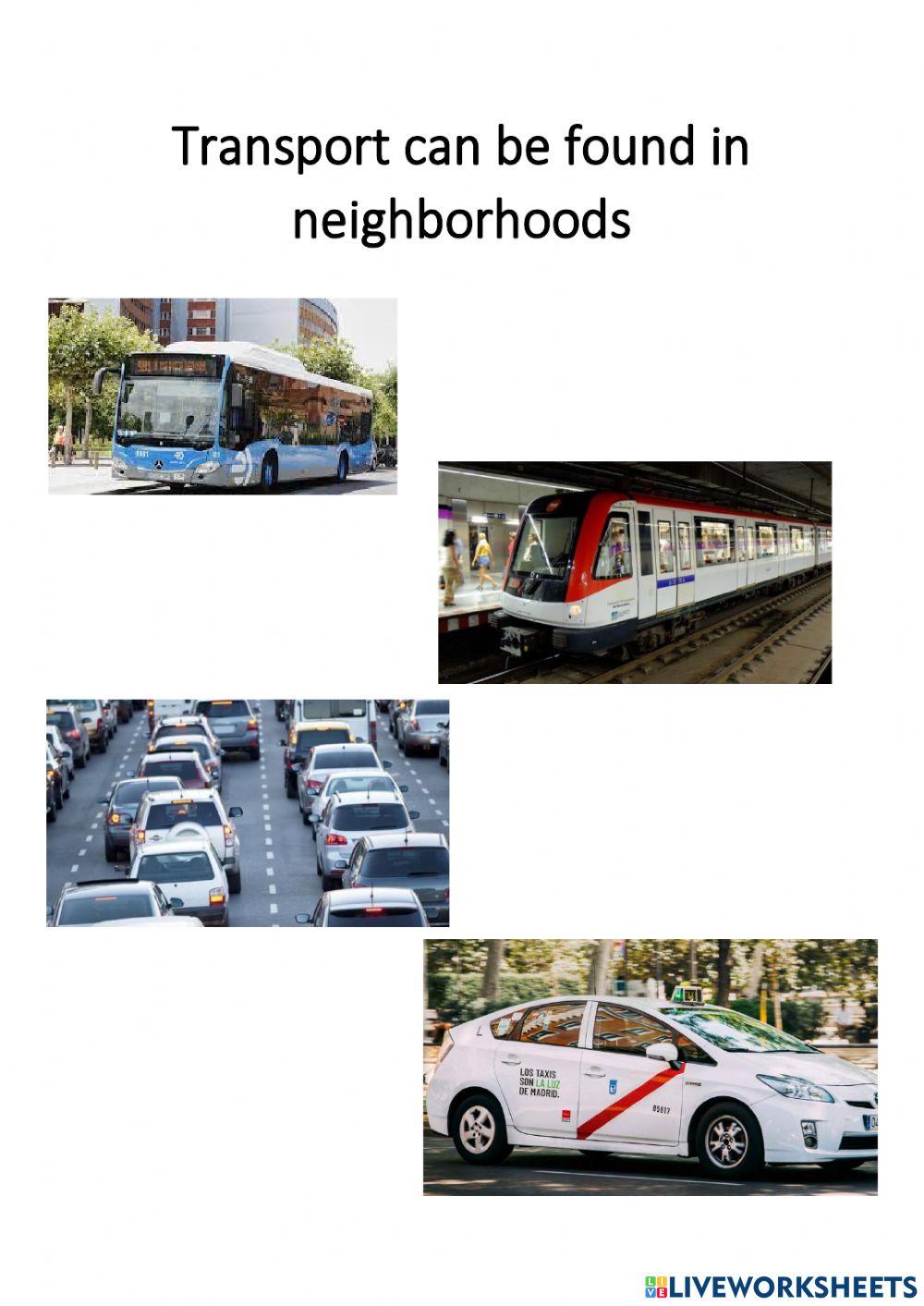 Types of transport in neighborhoods
