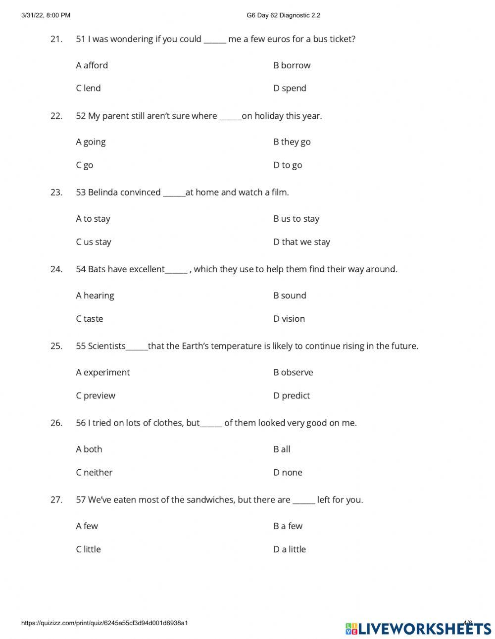 Day 62 Diagnostic test 2.2