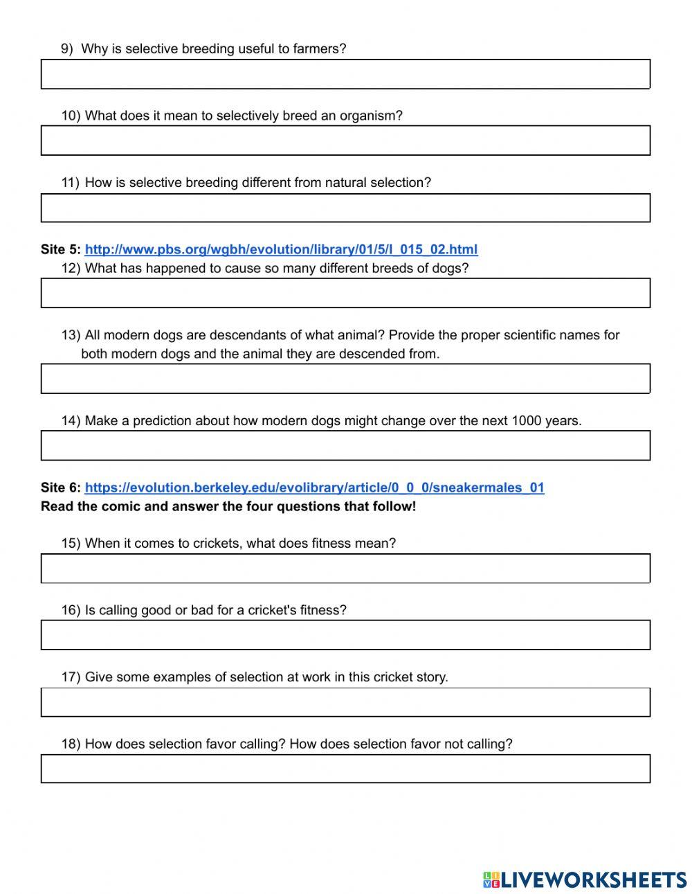 natural selection and artificial