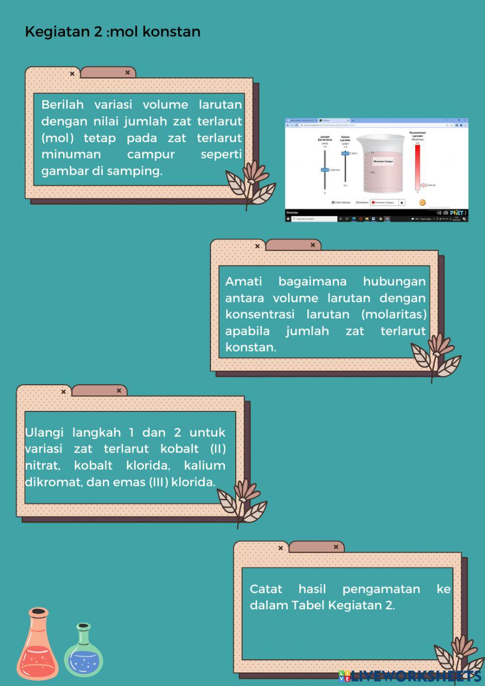 Lembar Kerja Petunjuk Praktikum Molaritas