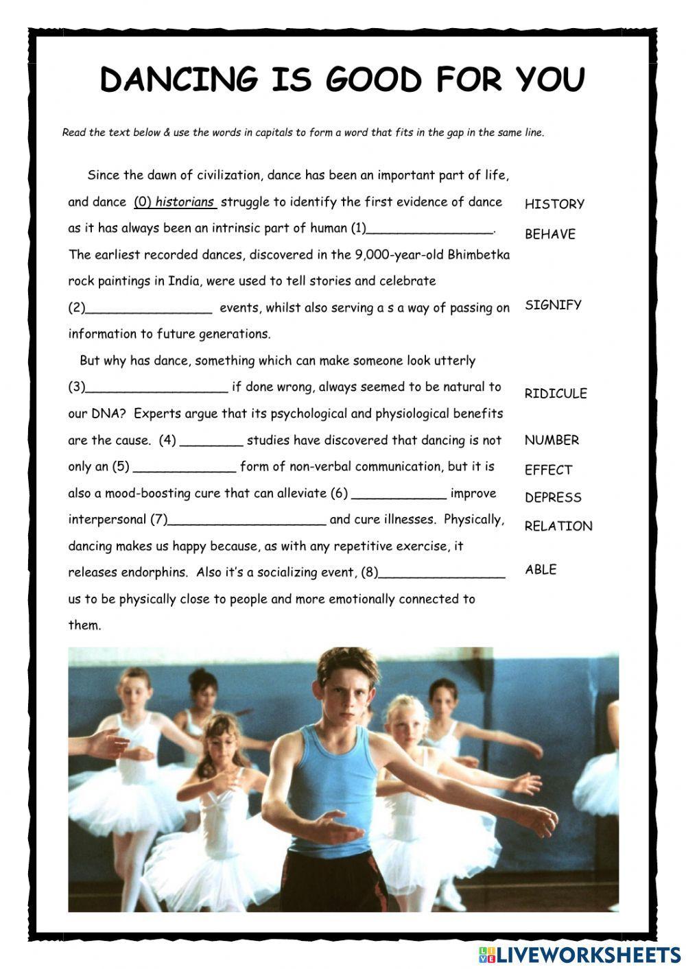 Dancing is good for you CAE Word Formation