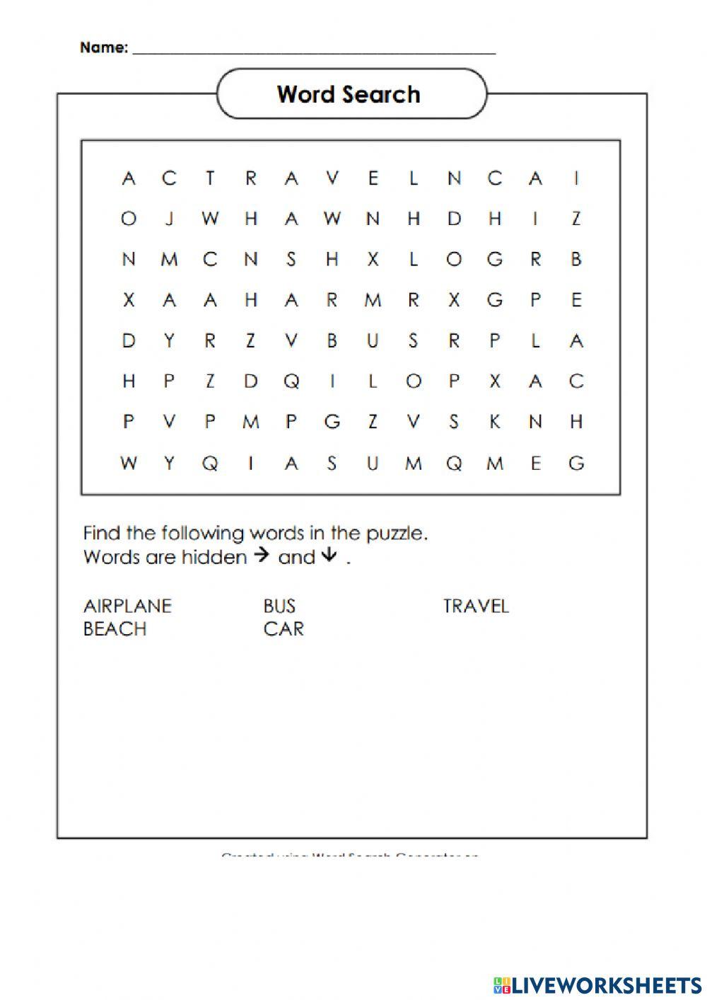 Wordsearch online exercise for GRADE 1 | Live Worksheets
