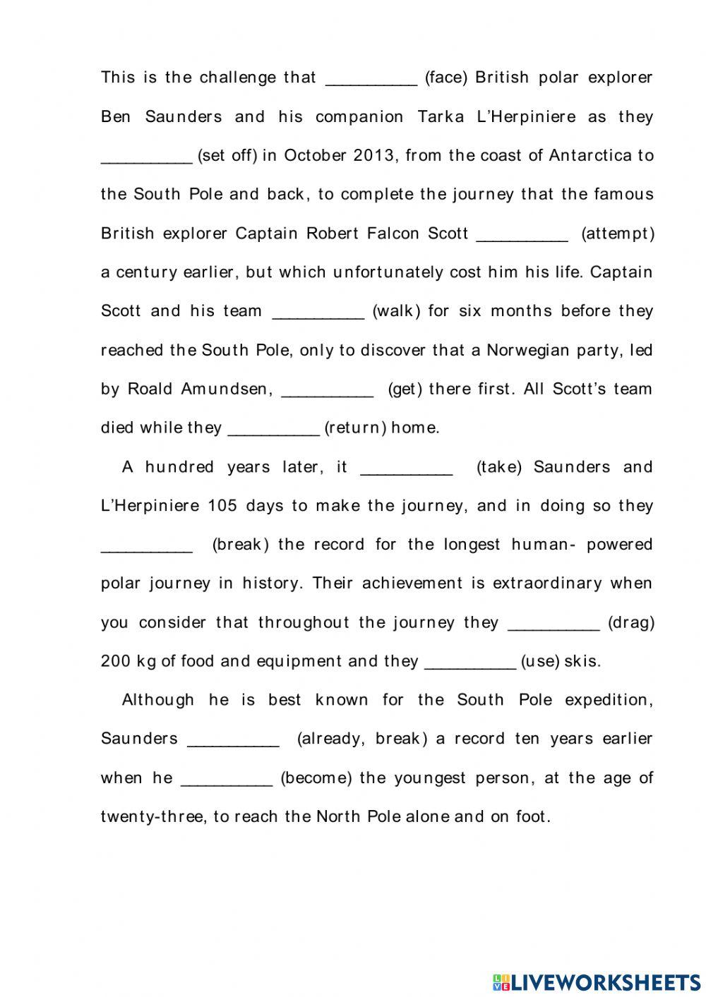 Past Simple, Past Cont., Past Perfect