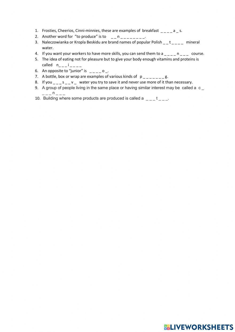 Words from Business Results Pre-int unit one listening