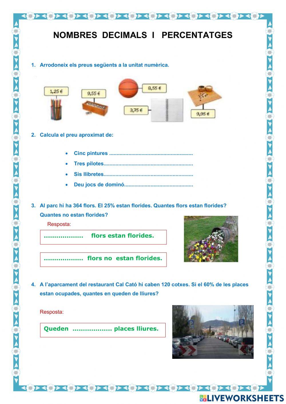 Nombres decimals i percentatge