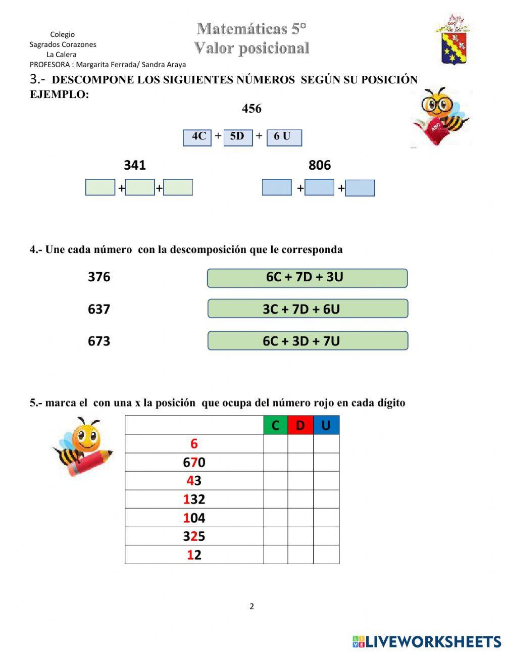 Valor posicional  adecuacion curricular