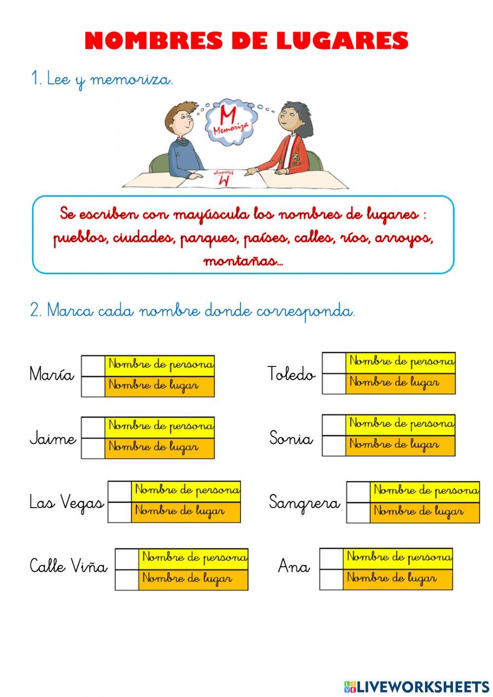 Mayuscula nombres de lugares