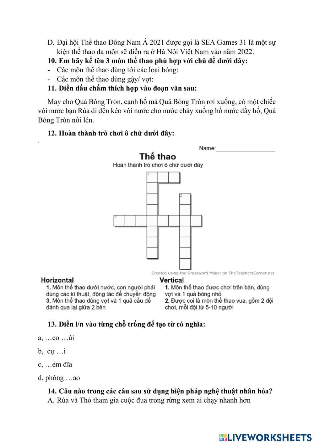 Phiêu bài tập lớp 3 tuần 29