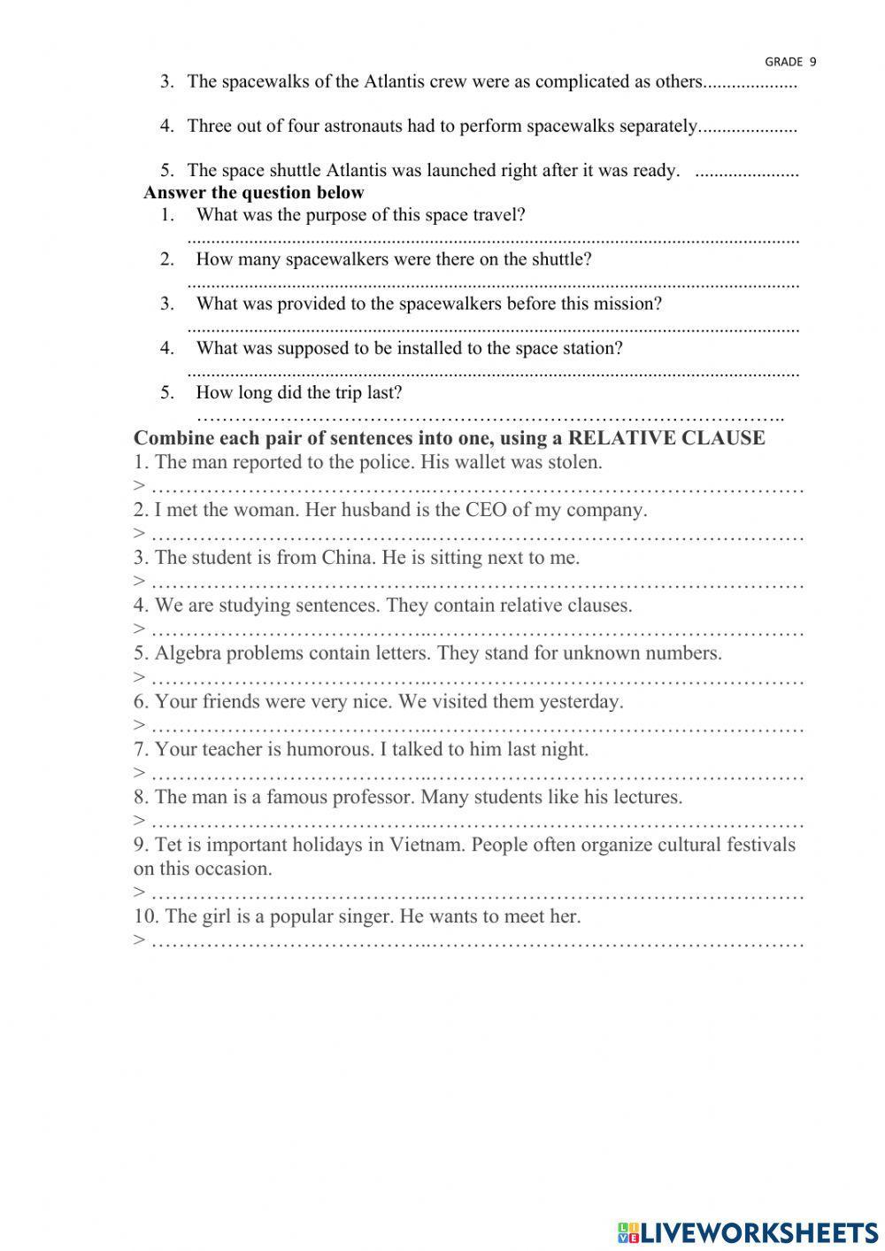 Unit 10 space travel