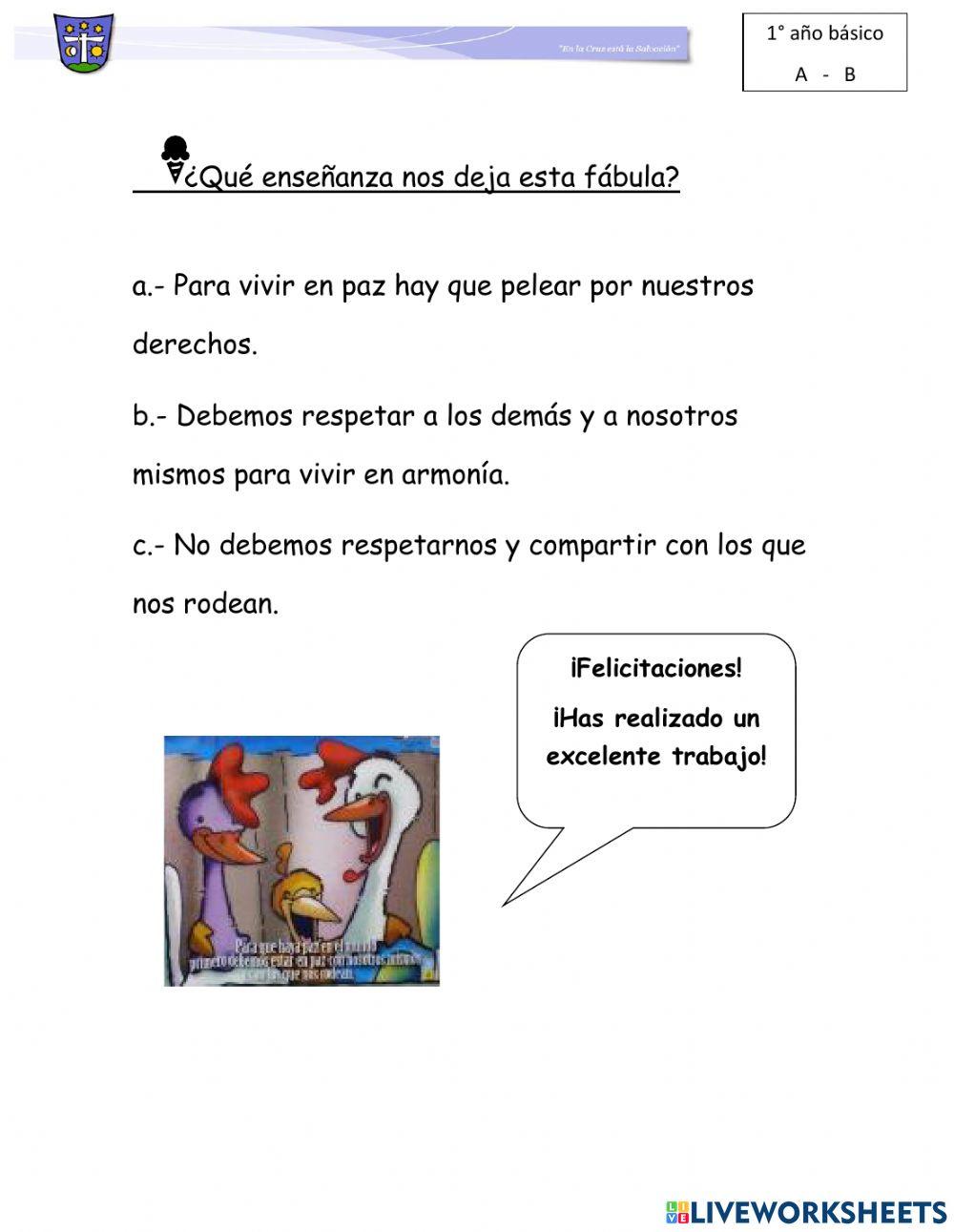 Evaluación comprensión lectora