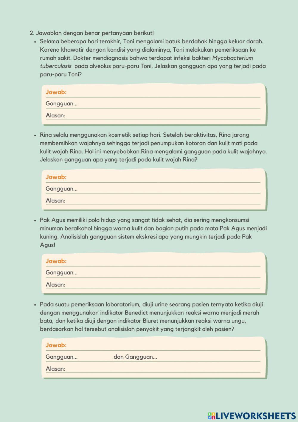 E-LKPD 2: Gangguan pada Sistem Ekskresi dan Upaya Pencegahan atau Penanggulangannya