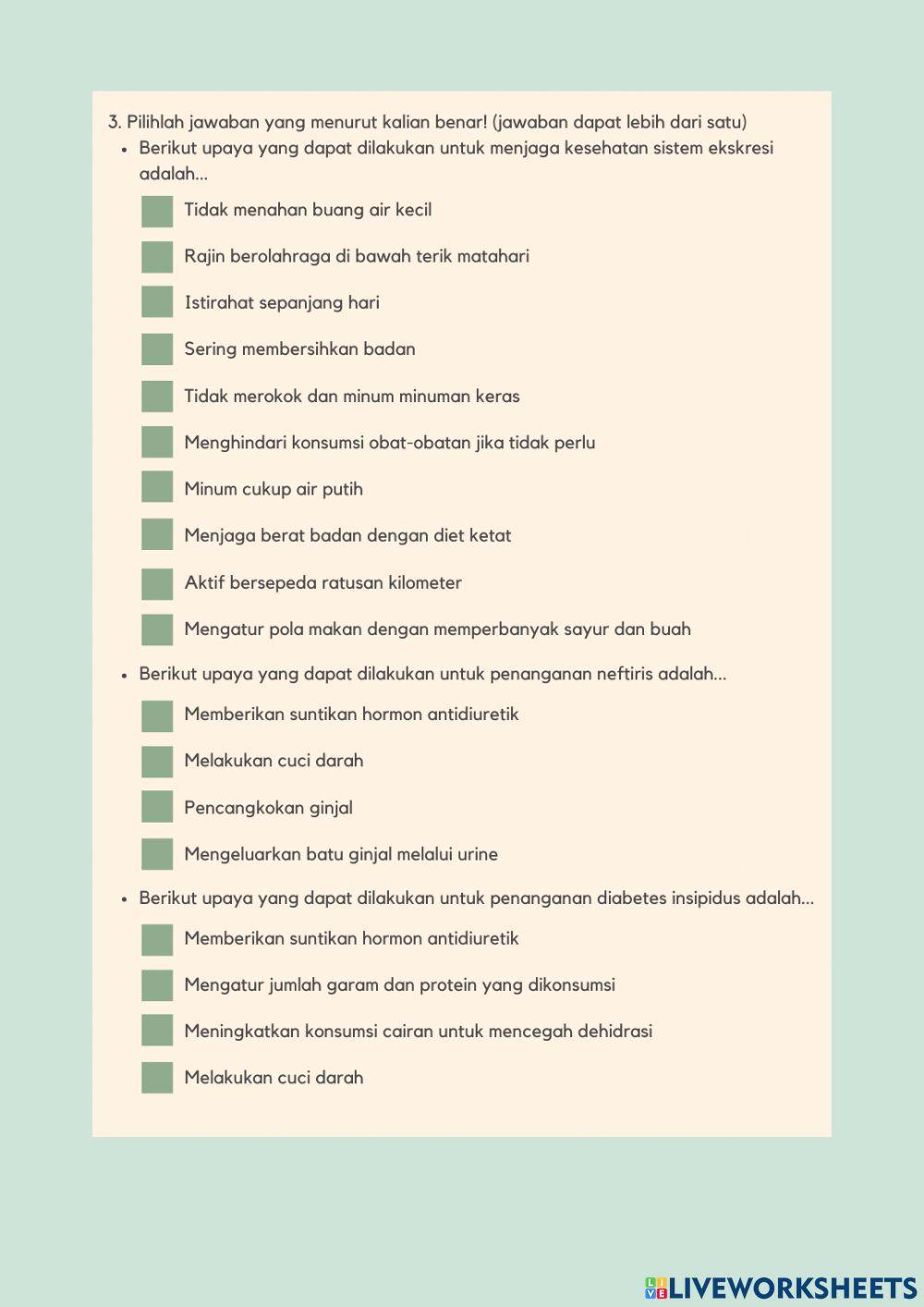 E-LKPD 2: Gangguan pada Sistem Ekskresi dan Upaya Pencegahan atau Penanggulangannya