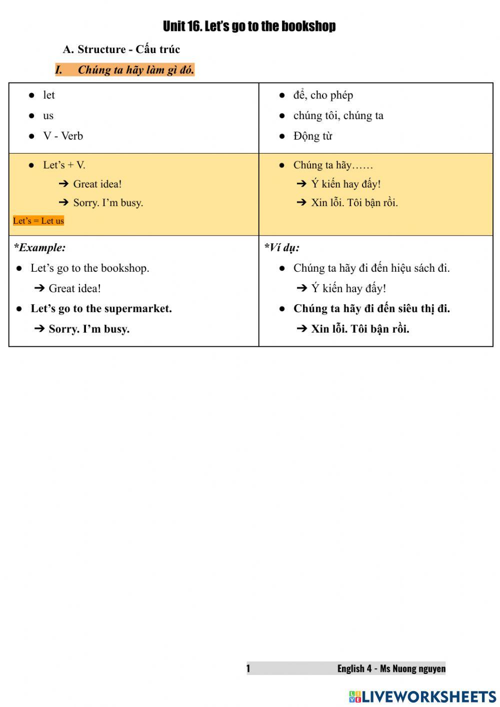 E4U16 Let's go to the bookshop -nuongnguyen