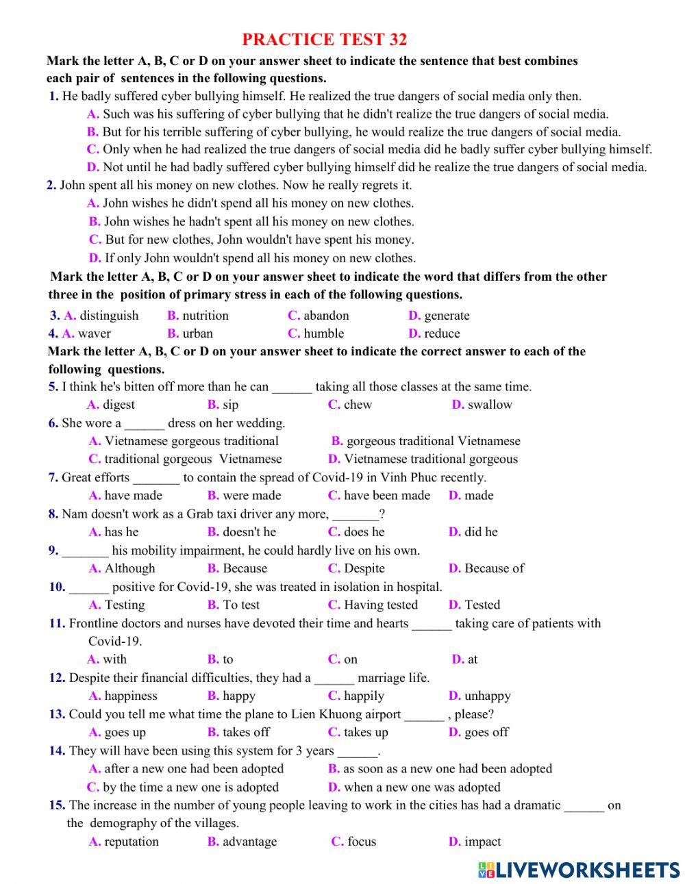Lttn PRACTICE TEST 32
