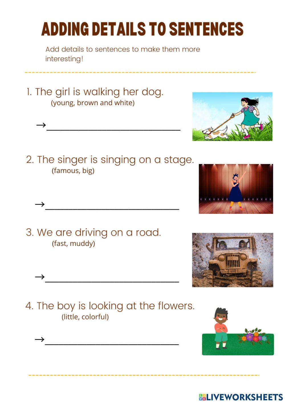 Adding Details … | Free Interactive Worksheets | 2827602
