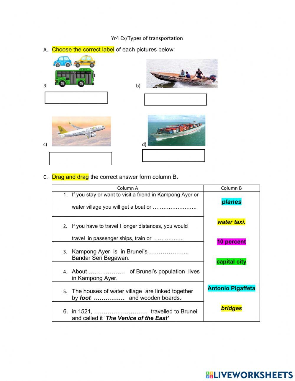 Yr4 Wk15 Types of transportation