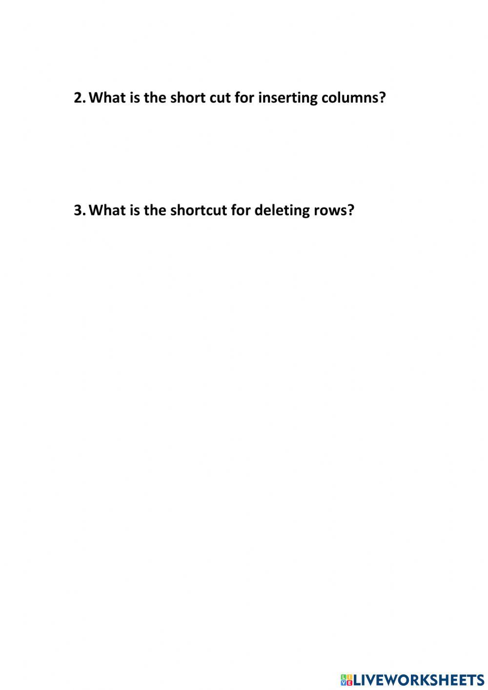 Lesson 8 Inserting & Deleting Columns& Rows