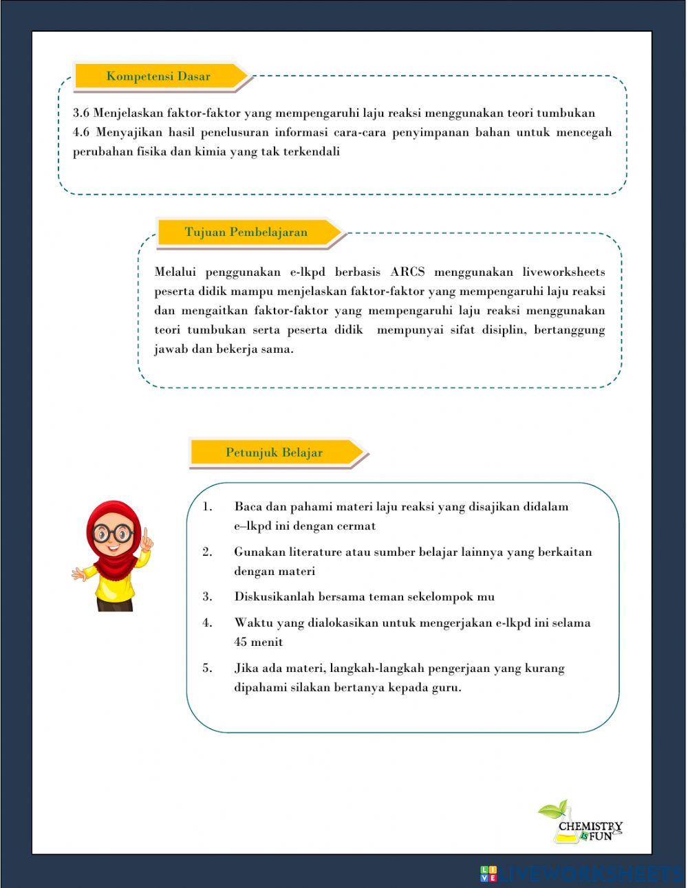 E-LKPD PERTEMUAN 3 FAKTOR-FAKTOR YANG MEMPENGARUHI LAJU REAKSI