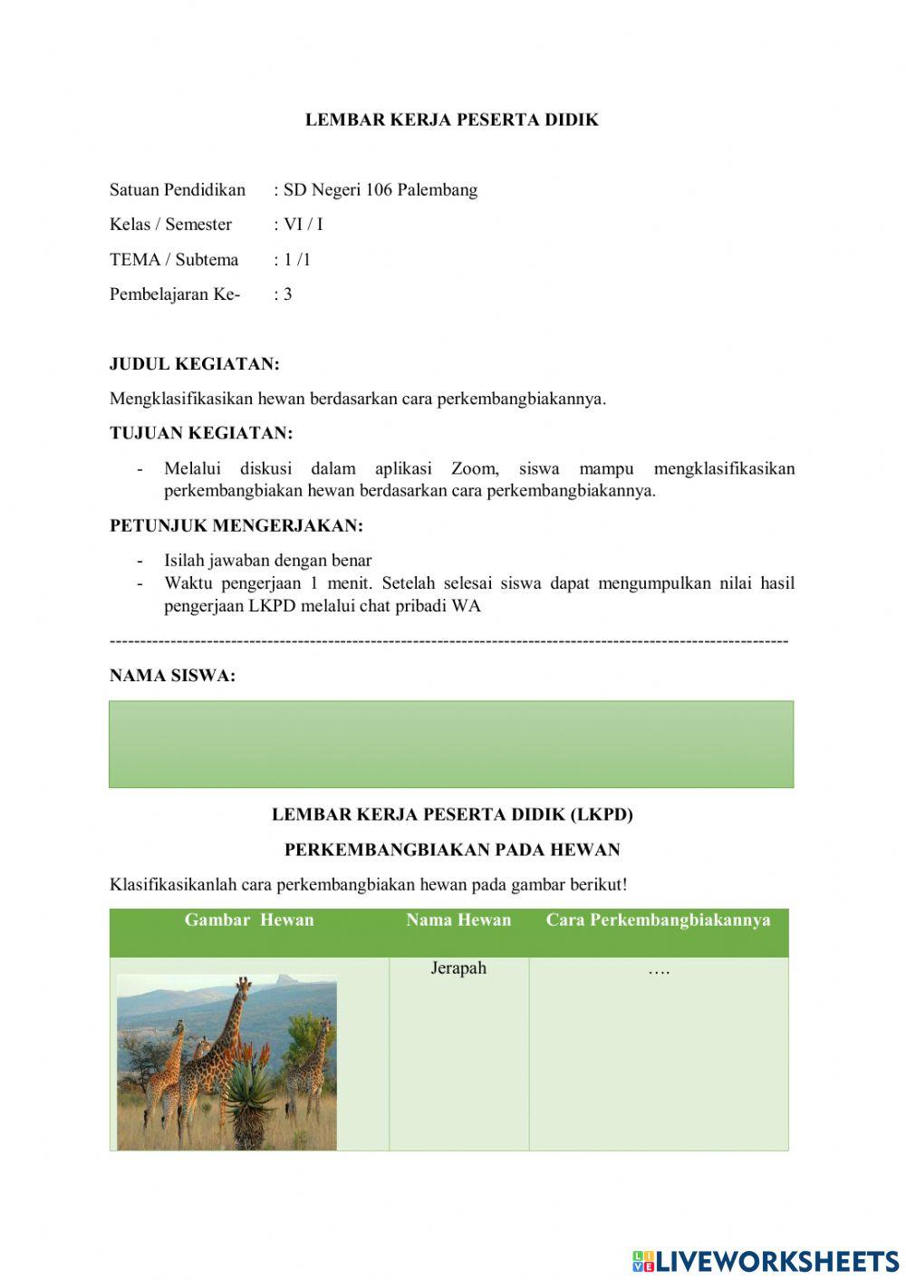 Klasifikasi hewan berdasarkan cara perkembangbiakannya